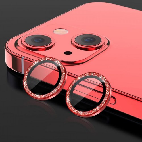 Защитное стекло Metal Sparkles на камеру (в упак.) для Apple iPhone 15 (6.1") / 15 Plus (6.7") Красный / Red