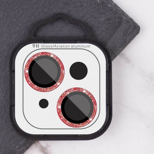 Защитное стекло Metal Sparkles на камеру (в упак.) для Apple iPhone 15 (6.1") / 15 Plus (6.7") Красный / Red
