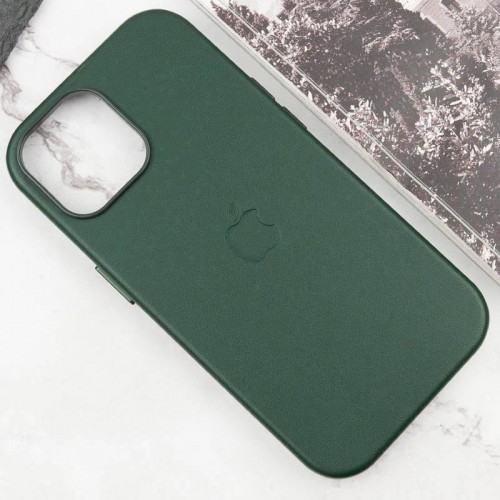 Шкіряний чохол Leather Case (AAA) with MagSafe and Animation для Apple iPhone 15 (6.1") Green