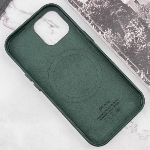 Шкіряний чохол Leather Case (AAA) with MagSafe and Animation для Apple iPhone 15 (6.1") Green