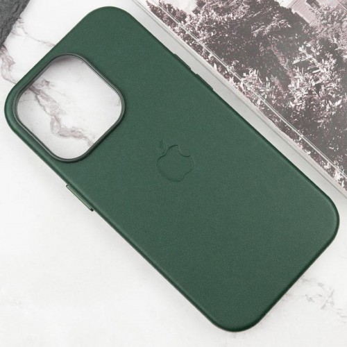 Шкіряний чохол Leather Case (AAA) with MagSafe and Animation для Apple iPhone 15 Pro (6.1") Green