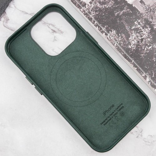 Шкіряний чохол Leather Case (AAA) with MagSafe and Animation для Apple iPhone 15 Pro (6.1") Green