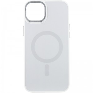 Чехол TPU+Glass Sapphire Midnight Open Camera с MagSafe для Apple iPhone 15 Plus (6.7") Белый / White