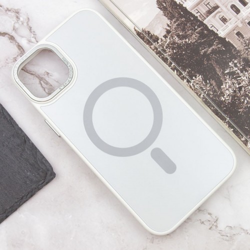 Чехол TPU+Glass Sapphire Midnight Open Camera с MagSafe для Apple iPhone 15 Plus (6.7") Белый / White