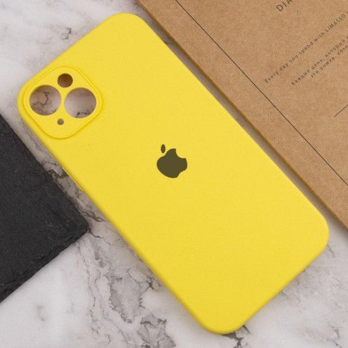 Чехол Silicone Case Full Camera Protective (AA) для Apple iPhone 15 (6.1") Желтый / Yellow