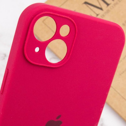 Чехол Silicone Case Full Camera Protective (AA) для Apple iPhone 15 (6.1") Красный / Rose Red