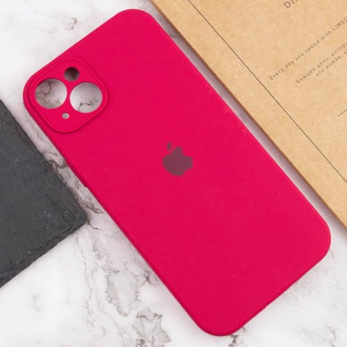 Чехол Silicone Case Full Camera Protective (AA) для Apple iPhone 15 Plus (6,7") Красный / Rose Red