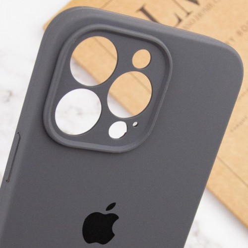 Чохол Silicone Case Full Camera Protective (AA) для Apple iPhone 15 Pro (6.1") Сірий / Dark Gray