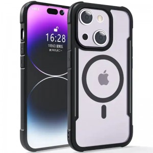 TPU+PC чехол Defense Clear with MagSafe для Apple iPhone 15 (6.1") Чёрный