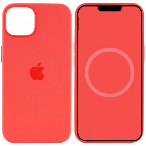Чехол Silicone case (AAA) with Magsafe and Animation для Apple iPhone 15 (6.1") Красный / Гуава