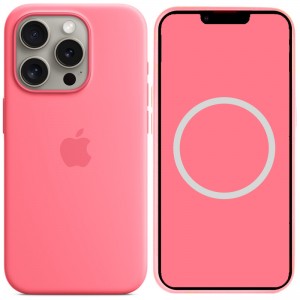Чохол Silicone case (AAA) with Magsafe and Animation для Apple iPhone 15 Pro (6.1") Рожевий / Pink