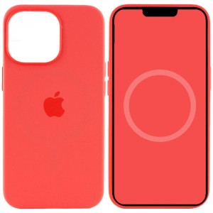 Чохол Silicone case (AAA) with Magsafe and Animation для Apple iPhone 15 Pro Max (6.7") Червоний / Guava