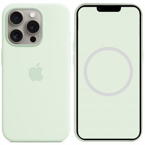 Чохол Silicone case (AAA) with Magsafe and Animation для Apple iPhone 15 Pro Max (6.7") М'ятний / Soft Mint