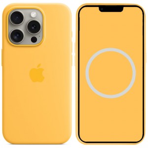 Чохол Silicone case (AAA) with Magsafe and Animation для Apple iPhone 15 Pro Max (6.7") Жовтий / Sunshine