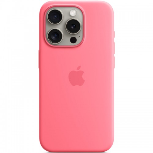 Чехол Silicone case (AAA) с Magsafe и анимацией для Apple iPhone 15 Pro Max (6.7") Розовый / Pink