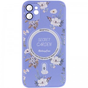 TPU+PC чехол Secret Garden с MagSafe для Apple iPhone 12 (6.1") Сиреневый