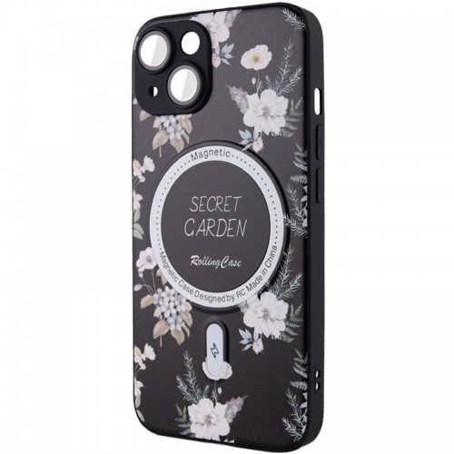 Чехол TPU+PC Secret Garden с MagSafe для Apple iPhone 15 (6.1") Черный