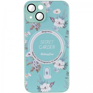 Чехол TPU+PC Secret Garden с MagSafe для Apple iPhone 15 (6.1") мятный