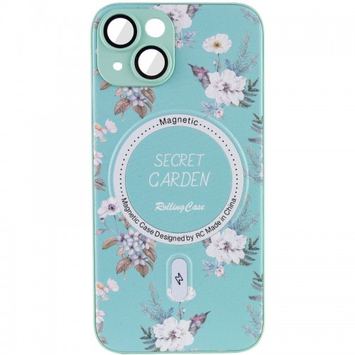 Чехол TPU+PC Secret Garden с MagSafe для Apple iPhone 15 (6.1") мятный