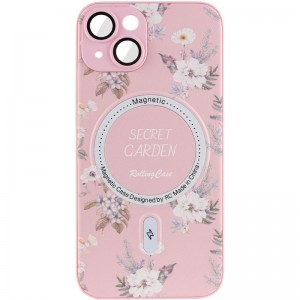 Чехол TPU+PC Secret Garden с MagSafe для Apple iPhone 15 (6.1") Розовый