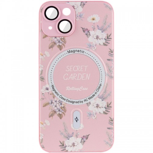 Чехол TPU+PC Secret Garden с MagSafe для Apple iPhone 15 (6.1") Розовый