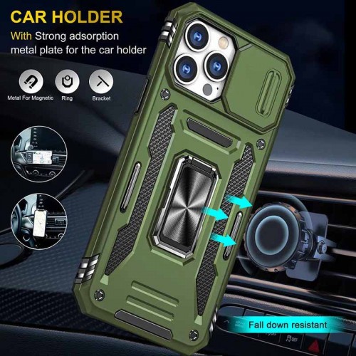 Ударостійкий чохол Camshield Army Ring для Apple iPhone 12 Pro / 12 (6.1") Оливковий / Army Green