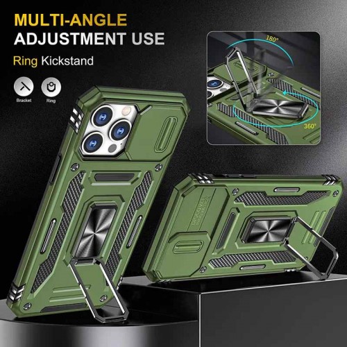 Ударостійкий чохол Camshield Army Ring для Apple iPhone 12 Pro / 12 (6.1") Оливковий / Army Green