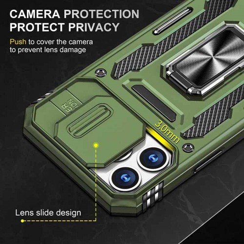 Ударостійкий чохол Camshield Army Ring для Apple iPhone 12 Pro / 12 (6.1") Оливковий / Army Green