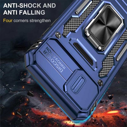 Ударостійкий чохол Camshield Army Ring для Apple iPhone X / XS (5.8") Синій / Navy