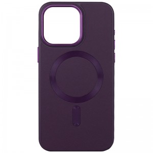 Шкіряний чохол Bonbon Leather Metal Style with MagSafe для Apple iPhone 15 Plus (6.7") Фіолетовий / Dark Purple