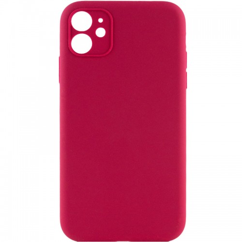 Чехол Silicone Case Full Camera Protective (AA) NO LOGO для Apple iPhone 12 (6.1") Красный / Rose Red