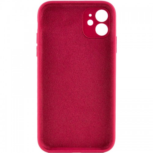 Чехол Silicone Case Full Camera Protective (AA) NO LOGO для Apple iPhone 12 (6.1") Красный / Rose Red