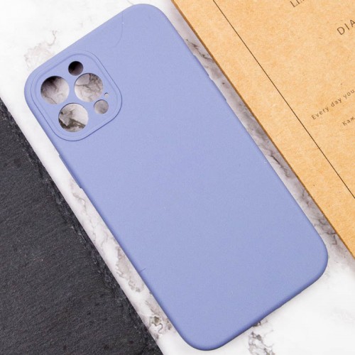 Чехол Silicone Case Full Camera Protective (AA) NO LOGO для Apple iPhone 12 Pro Max (6,7") Серый / Lavender Gray