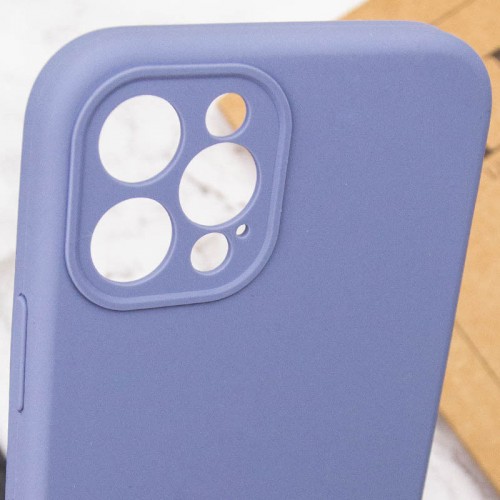 Чехол Silicone Case Full Camera Protective (AA) NO LOGO для Apple iPhone 12 Pro Max (6,7") Серый / Lavender Gray