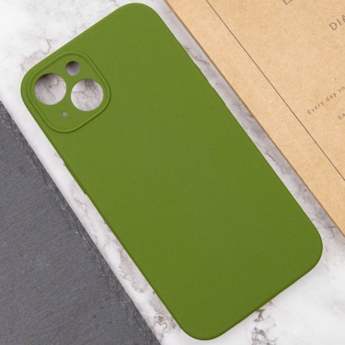 Чехол Silicone Case Full Camera Protective (AA) NO LOGO для Apple iPhone 14 (6.1") Зелёный / Dark Olive