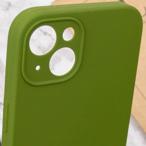 Чехол Silicone Case Full Camera Protective (AA) NO LOGO для Apple iPhone 14 (6.1") Зелёный / Dark Olive