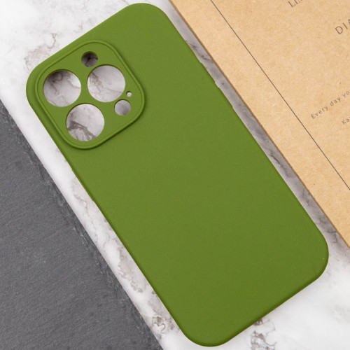 Чохол Silicone Case Full Camera Protective (AA) NO LOGO для Apple iPhone 15 Pro Max (6.7") Зелений / Dark Olive