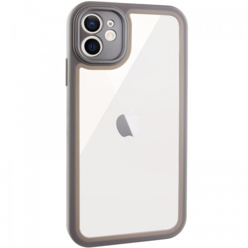 TPU чехол Transparent + Colour 1,5mm для Apple iPhone 12 (6.1") Grey
