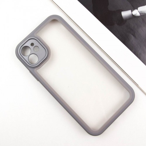 TPU чехол Transparent + Colour 1,5mm для Apple iPhone 12 (6.1") Grey