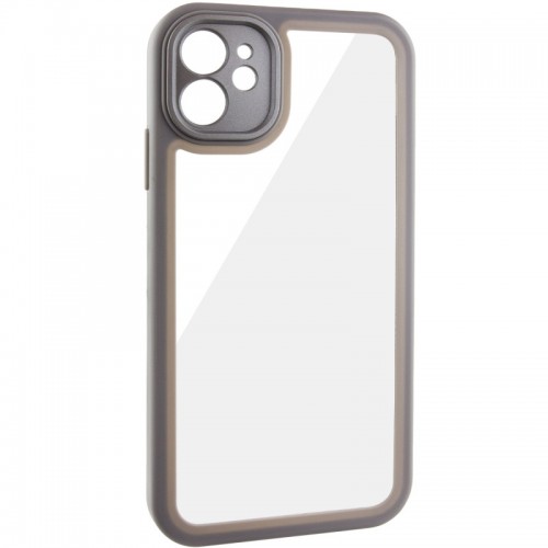 TPU чехол Transparent + Colour 1,5mm для Apple iPhone 12 (6.1") Grey