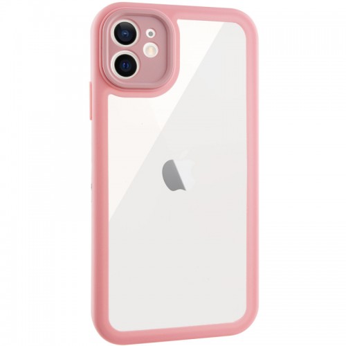 TPU чехол Transparent + Colour 1,5 мм для Apple iPhone 12 (6.1") Розовый