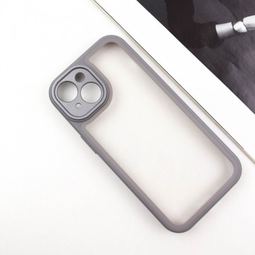 TPU чохол Transparent + Colour 1,5mm для Apple iPhone 15 (6.1") Grey