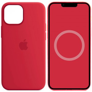 Чехол Silicone case (AAA) with Magsafe and Animation для Apple iPhone 14 (6.1") Красный / Red