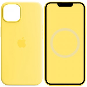 Чехол Silicone case (AAA) с Magsafe и анимацией для Apple iPhone 14 (6.1") Жёлтый / Canary Yellow