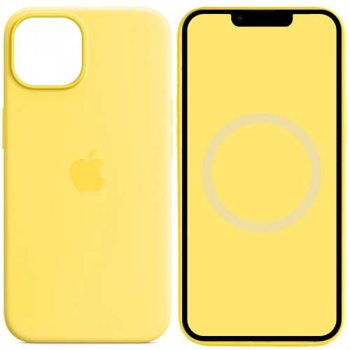 Чехол Silicone case (AAA) с Magsafe и анимацией для Apple iPhone 14 (6.1") Жёлтый / Canary Yellow
