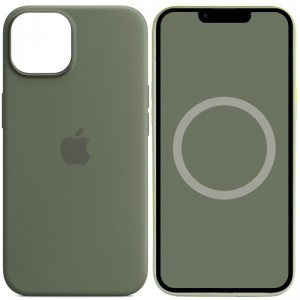 Чехол Silicone case (AAA) с Magsafe и анимацией для Apple iPhone 14 Pro (6.1") Зелёный / Olive