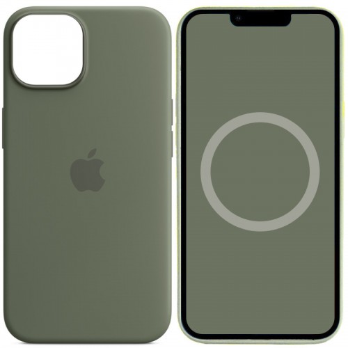 Чехол Silicone case (AAA) с Magsafe и анимацией для Apple iPhone 14 Pro (6.1") Зелёный / Olive
