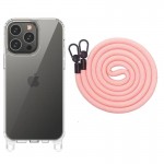 Чехол TPU Transparent with Straps для Apple iPhone 12 Pro / 12 (6.1") Светло-розовый