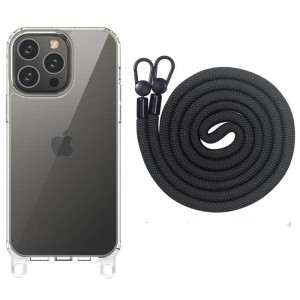 Чохол TPU Transparent with Straps для Apple iPhone 12 Pro Max (6.7") Black