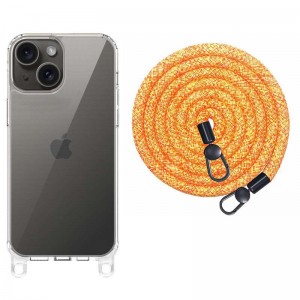 Чохол TPU Transparent with Straps для Apple iPhone 13 / 14 (6.1") Orange / White